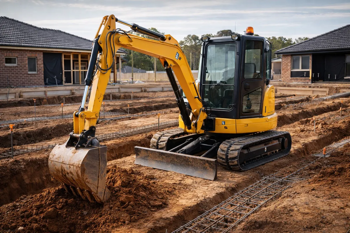 CAT excavator working on a construction site